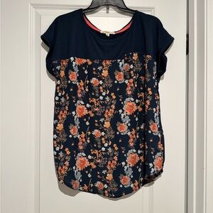 Rewind Navy Floral Women's Blouse